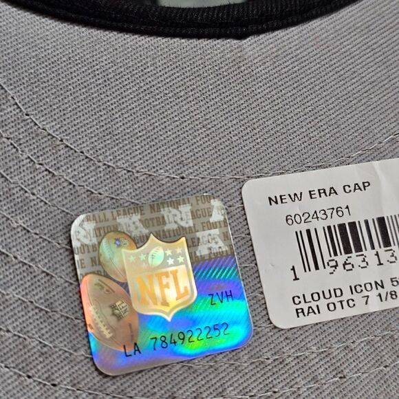 Las Vegas Raiders New Era Cloud Icons Fitted Hat 59FIFTY 7 1/8 Black Silver NFL - Picture 14 of 14